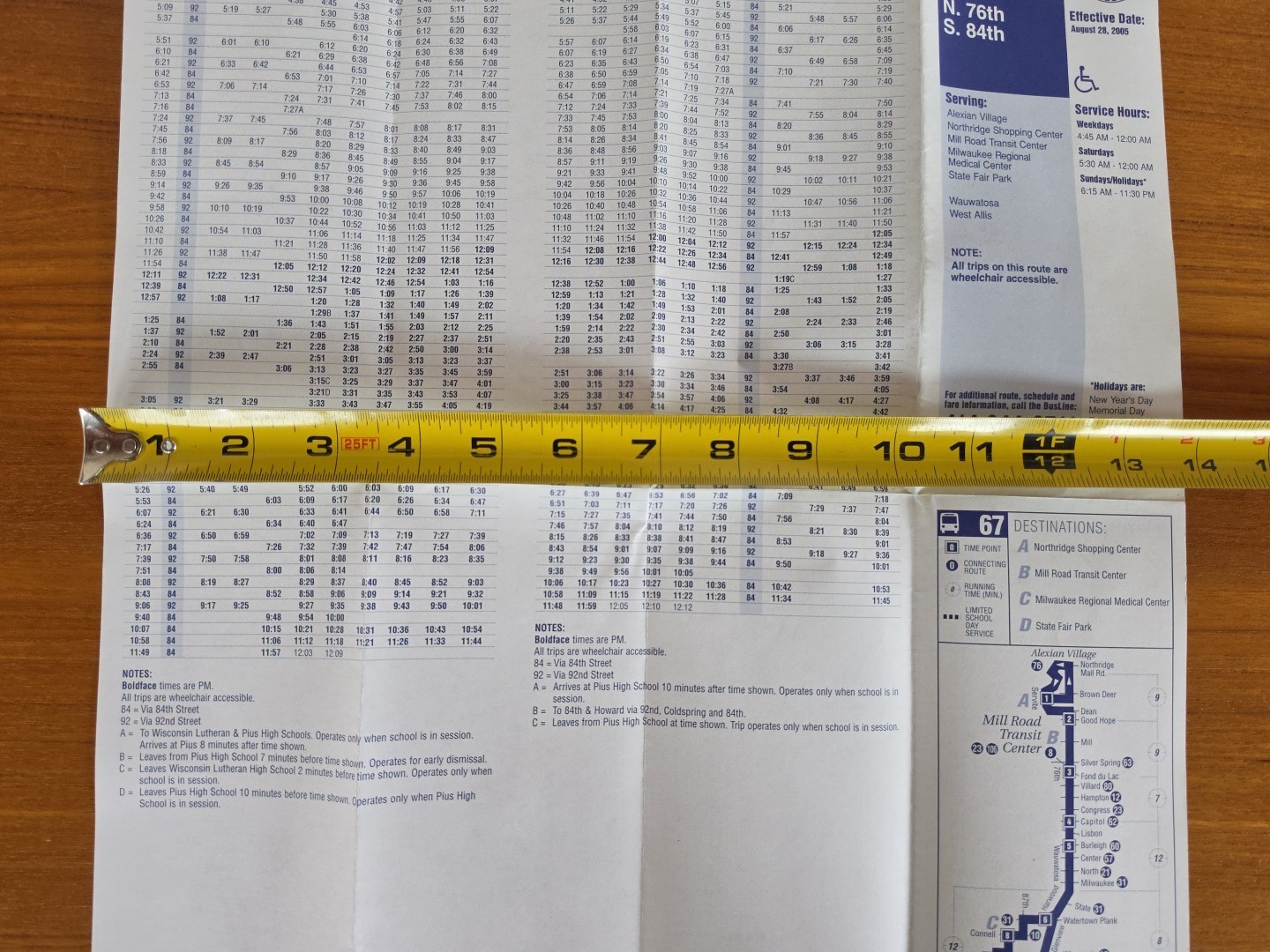 Milwaukee County 67 N. 76th S. 84th Bus Route Effective Date August 28, 2005