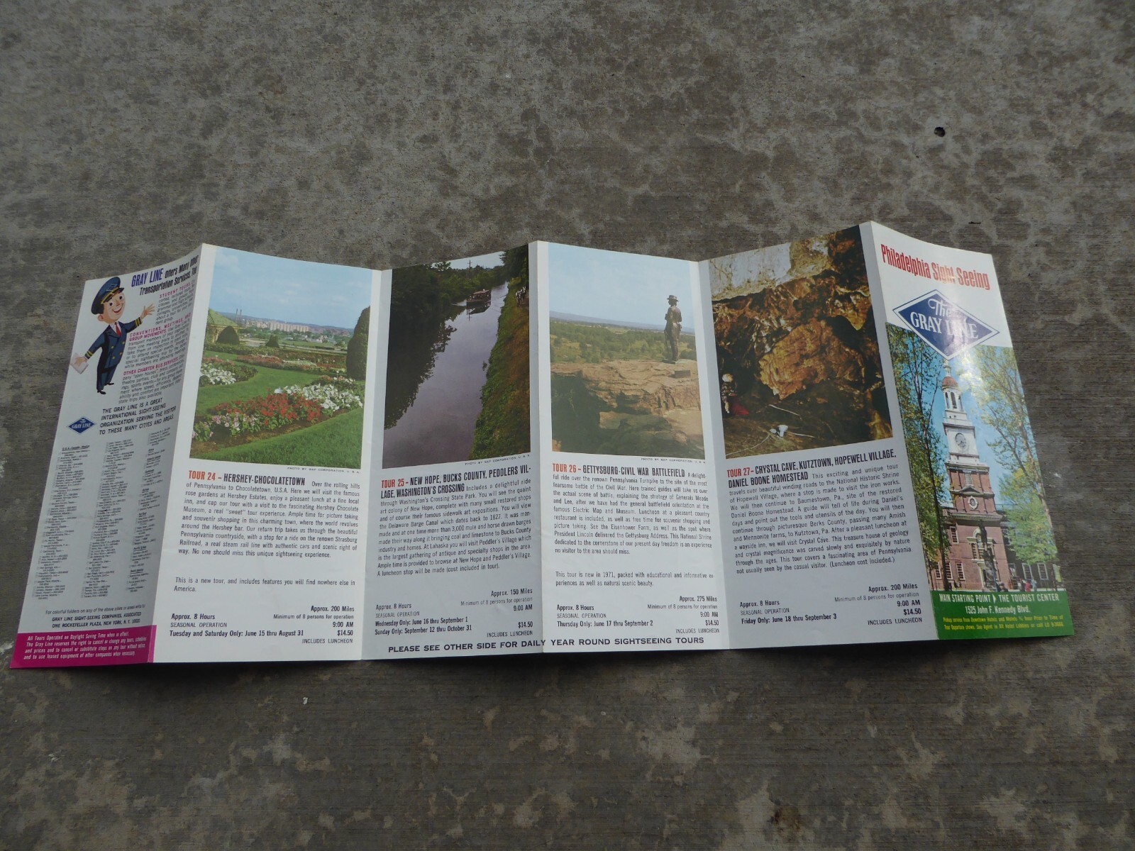 The Gray Line Sight Seeing Tour Guide Philadelphia Hershey Gettysburg OLD 1970’s