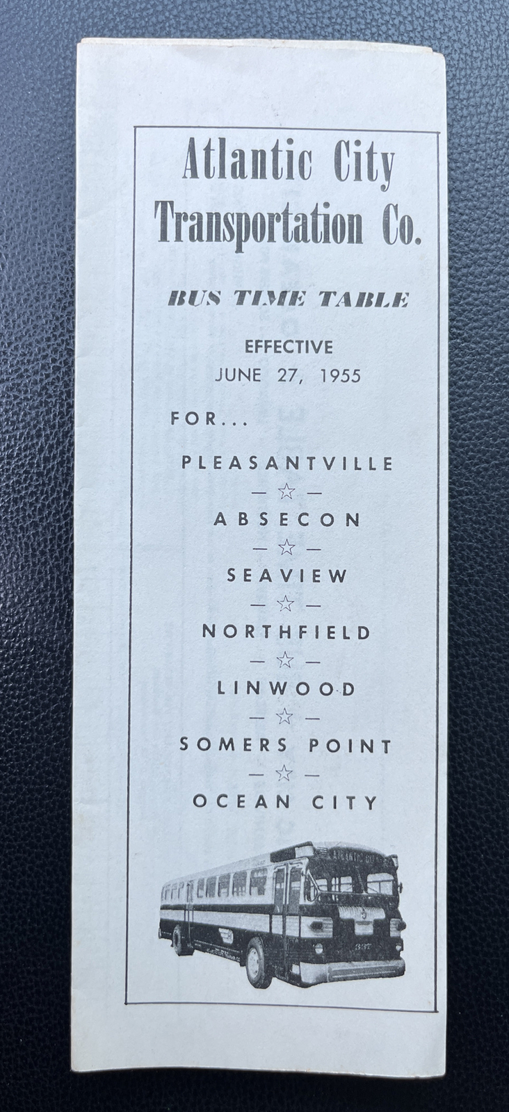 June 27, 1955 Atlantic City Transportation Company Bus Timetable Schedule