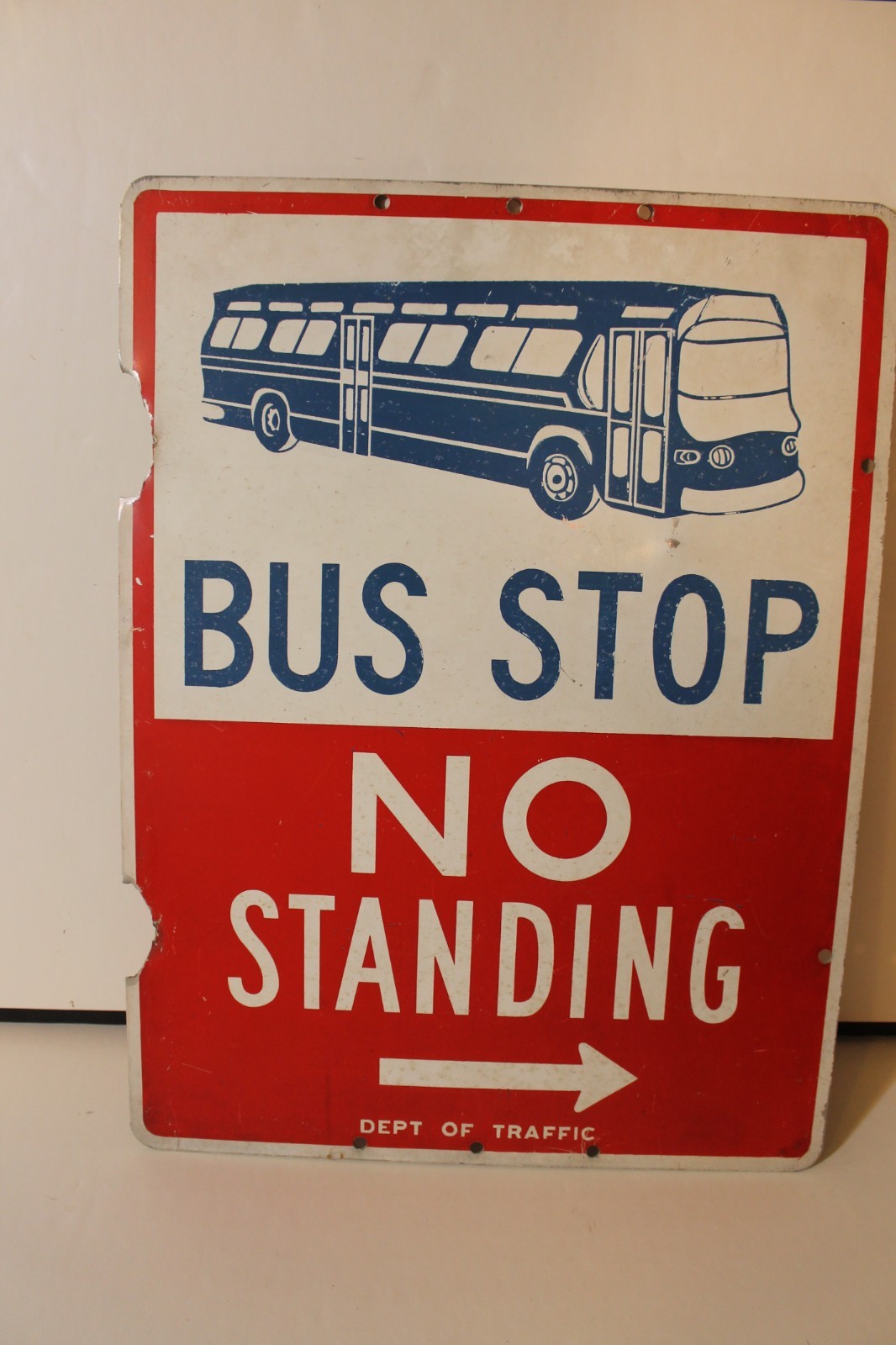 Vintage 1960s NYC Metal MTA BUS STOP Sign