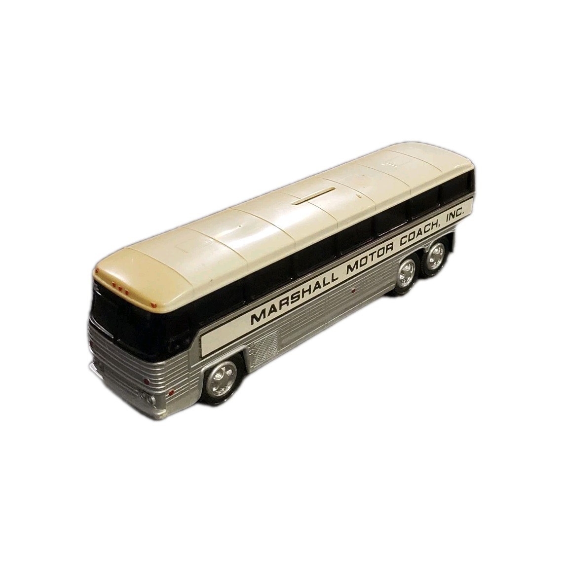70’s Jimson Marshall Motor Coach, Inc. Plastic Bank Bus Toy Friction Powered