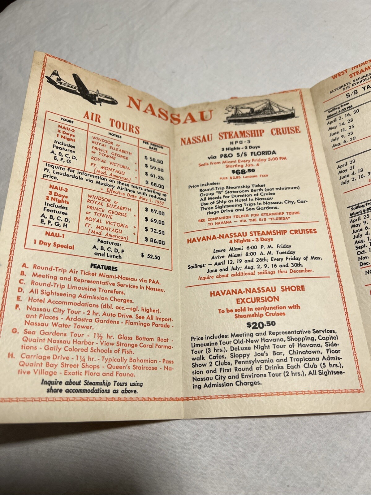 1957 Greyhound Bus Lines West Indies Nassau Vintage Travel Brochure Steamship