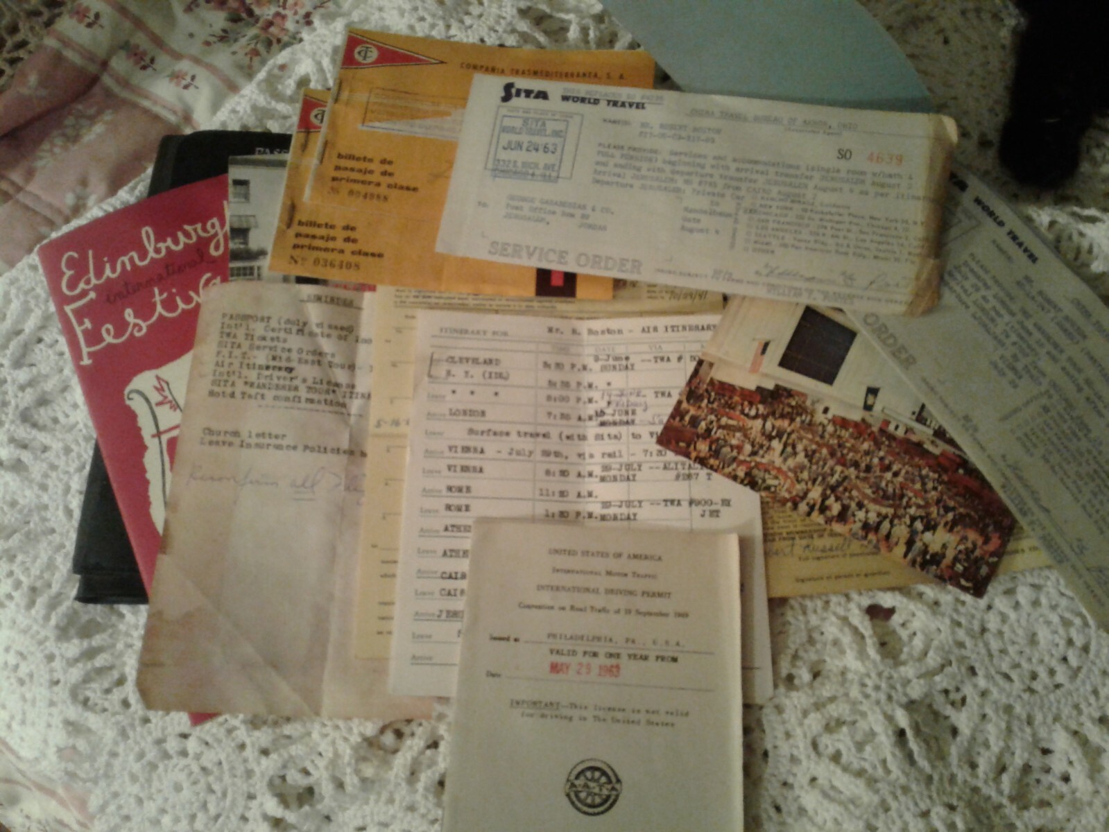 Vintage 1962 Passport Itinerary Tour Photo Coupons