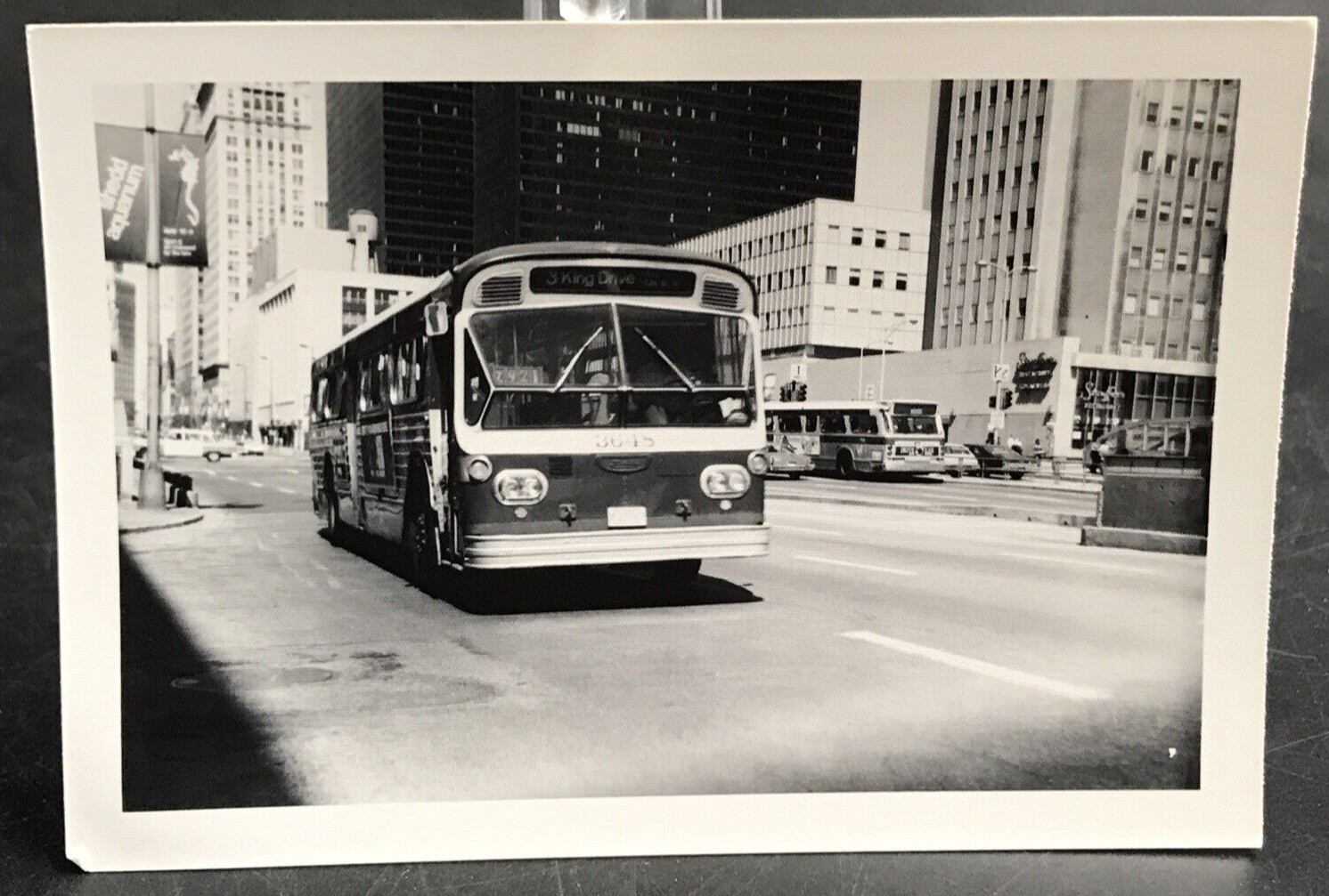 Chicago Transit Authority CTA Bus #3648 Route 3 King Drive B&W Photograph