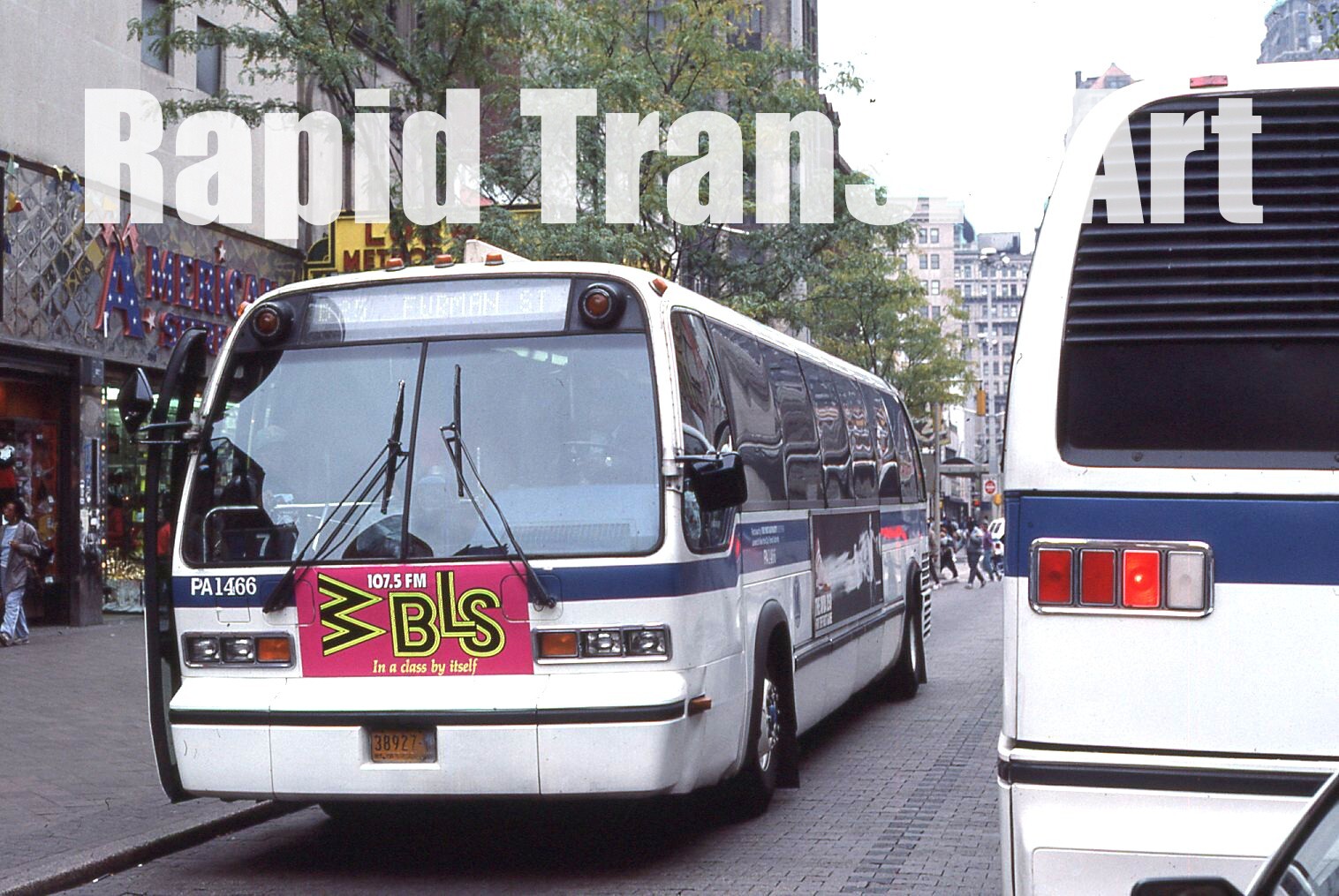 Vintage 1987 Slide New York City RTS Bus PA1466 Route B25 Fulton St Brooklyn NYC