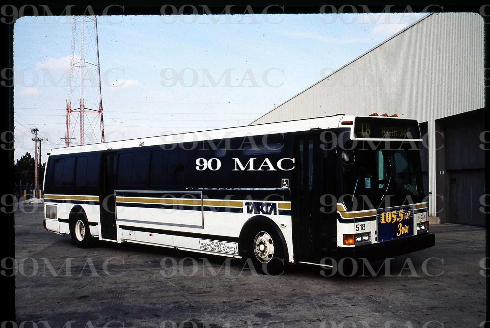 TARTA. FLXIBLE METRO BUS #518. Toledo (OH). Original Slide 1993.