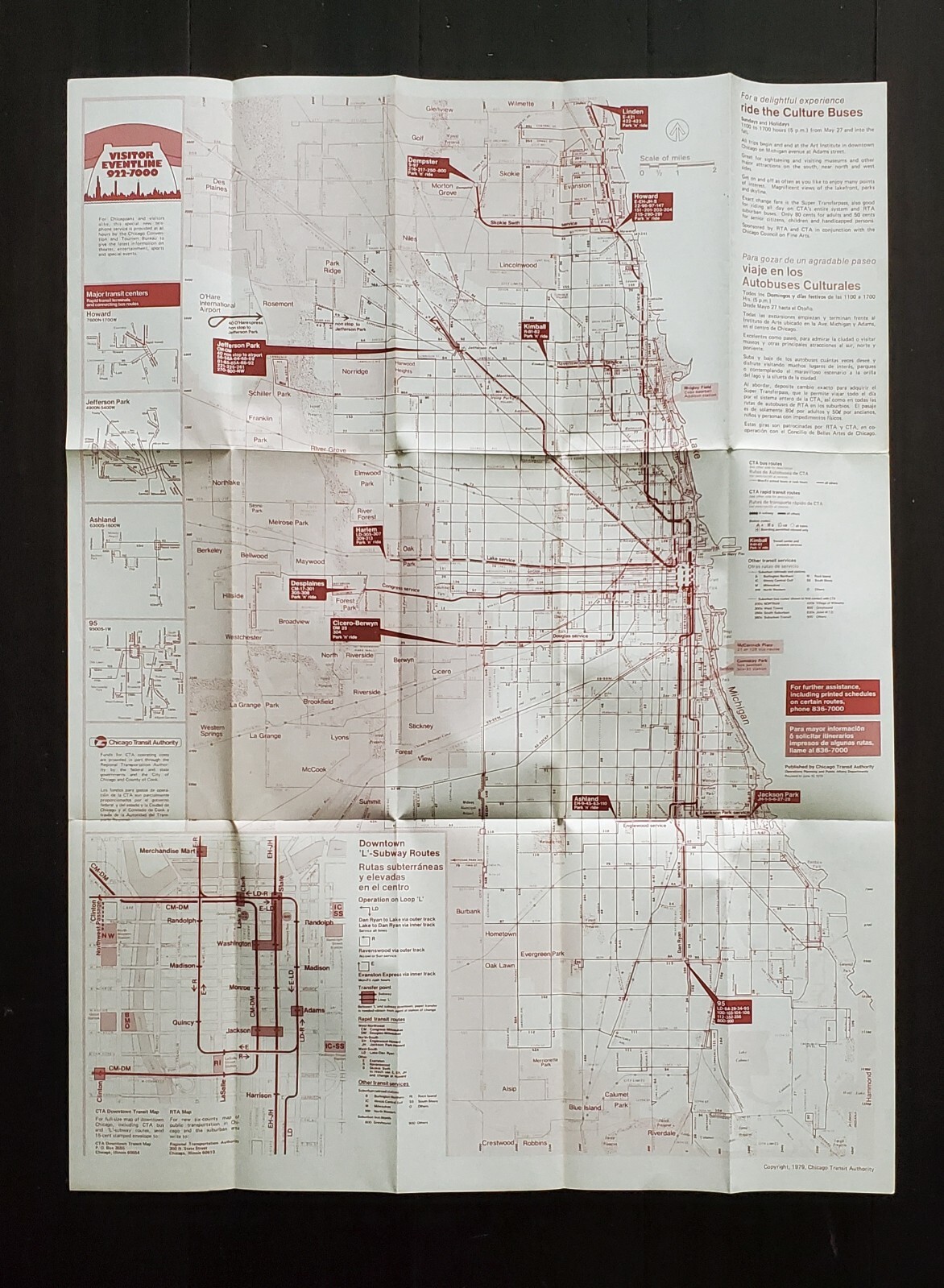 Lot of 9 Chicago Transit Authority CTA Route Maps 80s