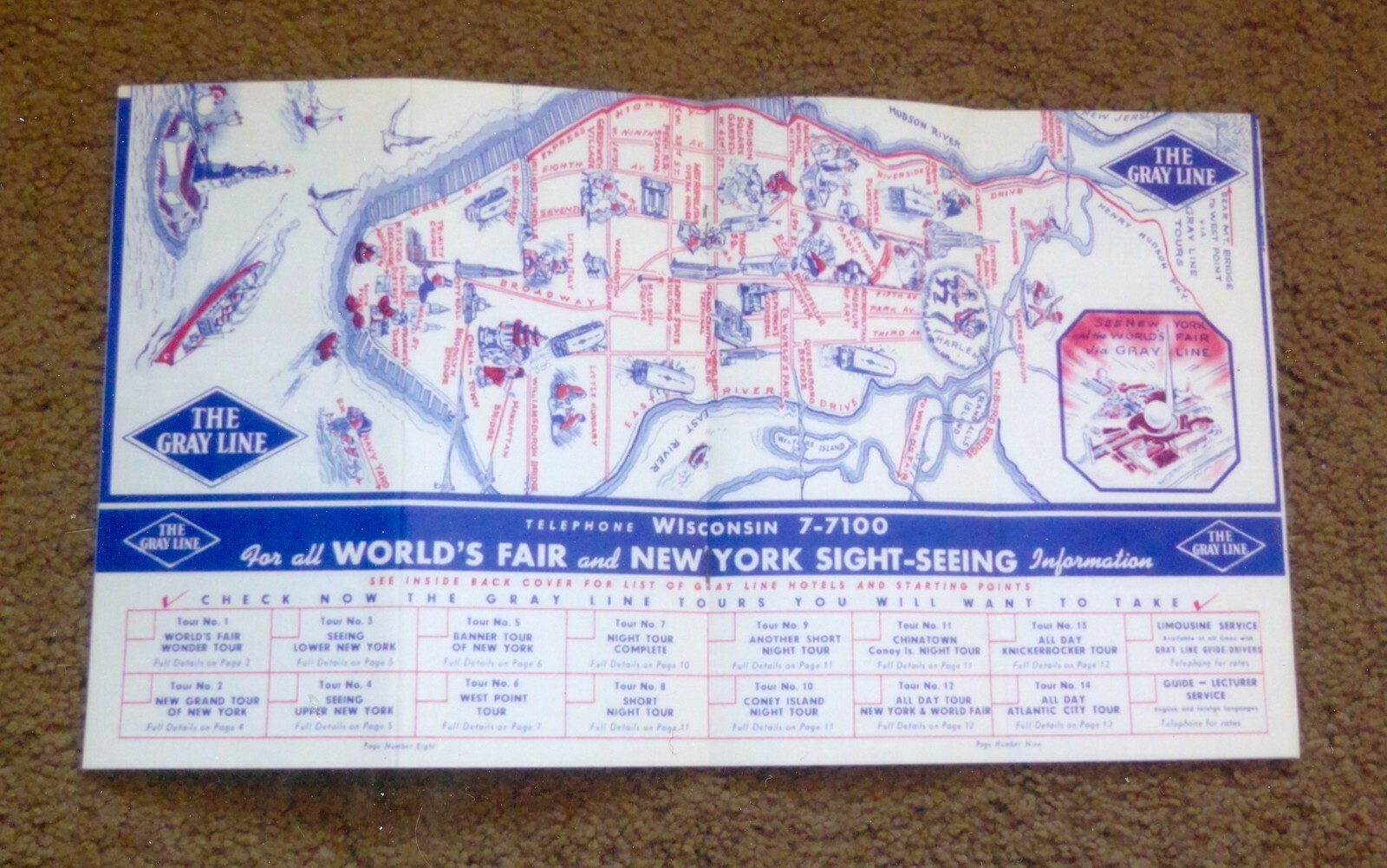 1939 New York World’s Fair, The Gray Line Bus Company 15 Page Schedule