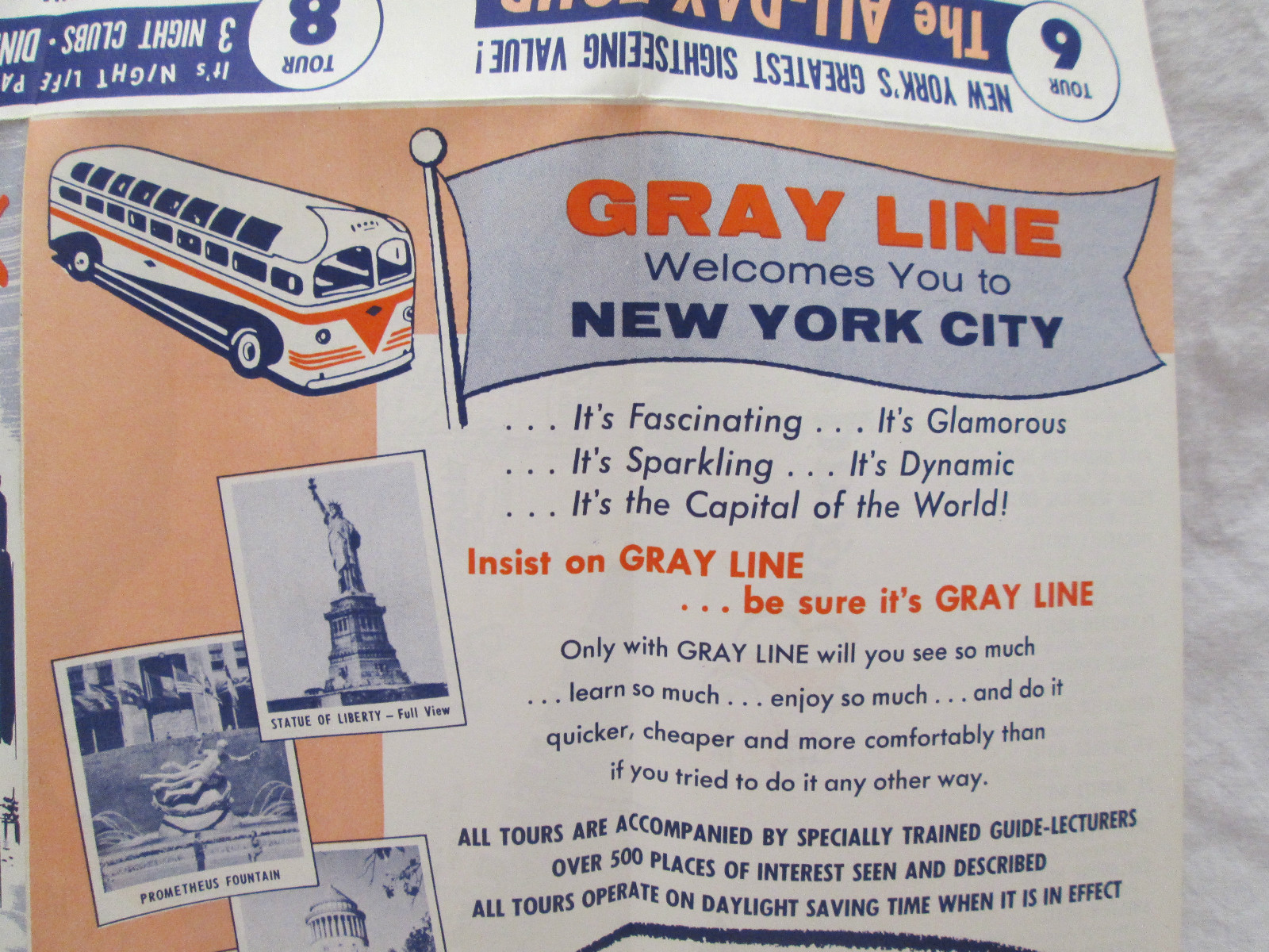 Vintage 1957 Seeing New York Gray Line Tour Brochure Tour Guide Map Advertising