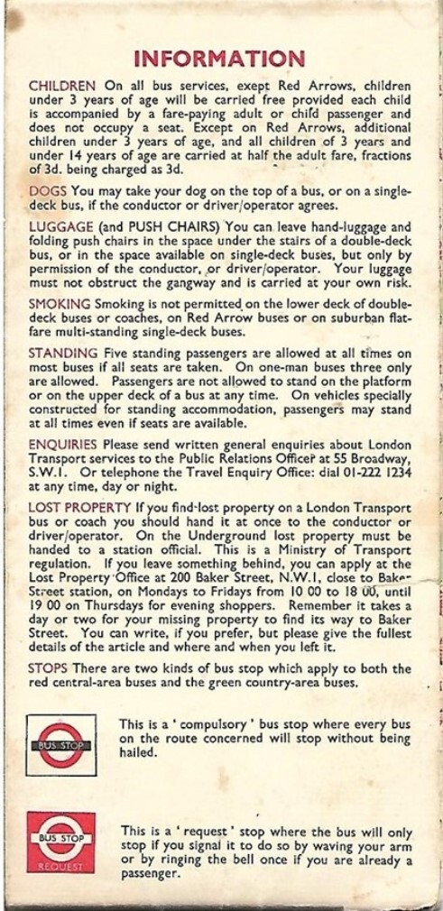 1969 LONDON TRANSPORT Bus Map Route List David Penrose Red Rover Transit Guide