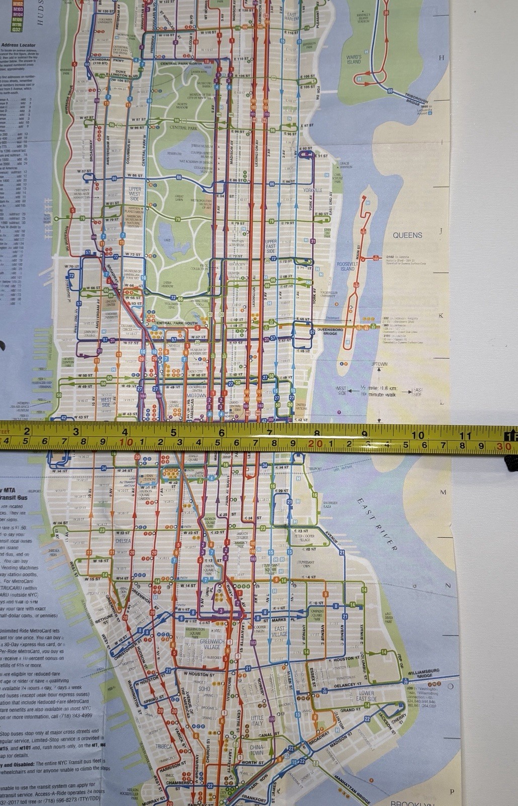 Vintage 2001 Manhattan, New York – MTA Bus Map –
