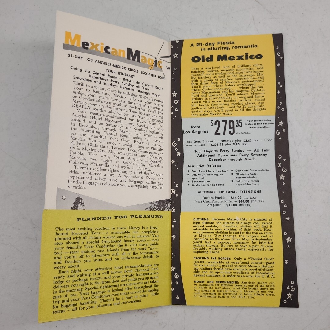 Vintage Greyhound Bus 1962 Travel Brochure 21 Day Escorted Mexico Los Angeles