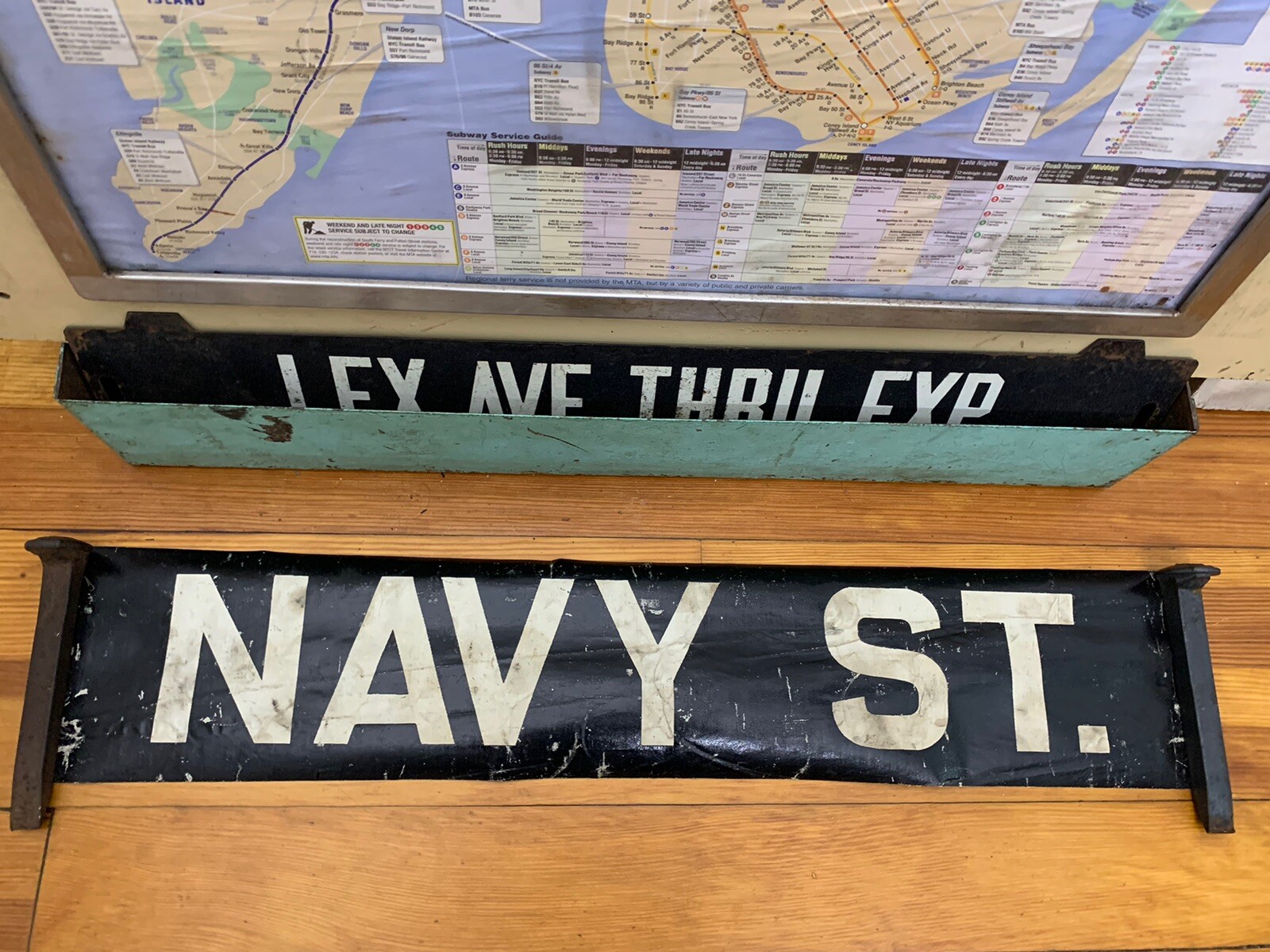 NY NYC BUS ROLL SIGN NAVY STREET ELEVATED FORT GREENE JAY STREET BROOKLYN YARD