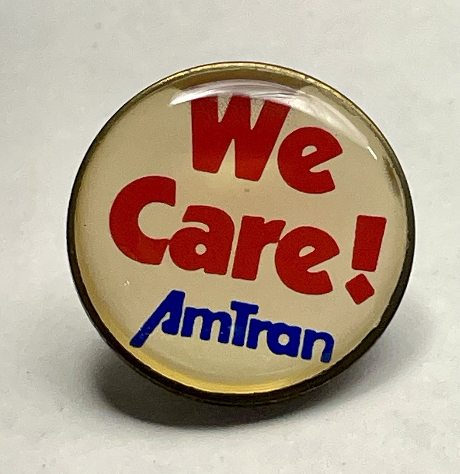 Vintage American Transportation WARD School Bus Lapel Hat Pin WE CARE Rare Find