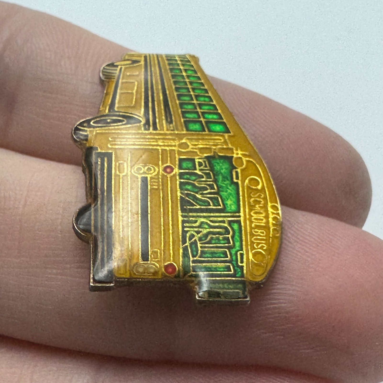 Yellow School Bus Enamel Lapel Pin Transport Education Enamel Gold Tone