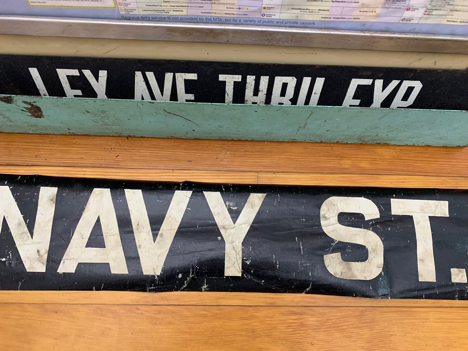 NY NYC BUS ROLL SIGN NAVY STREET ELEVATED FORT GREENE JAY STREET BROOKLYN YARD