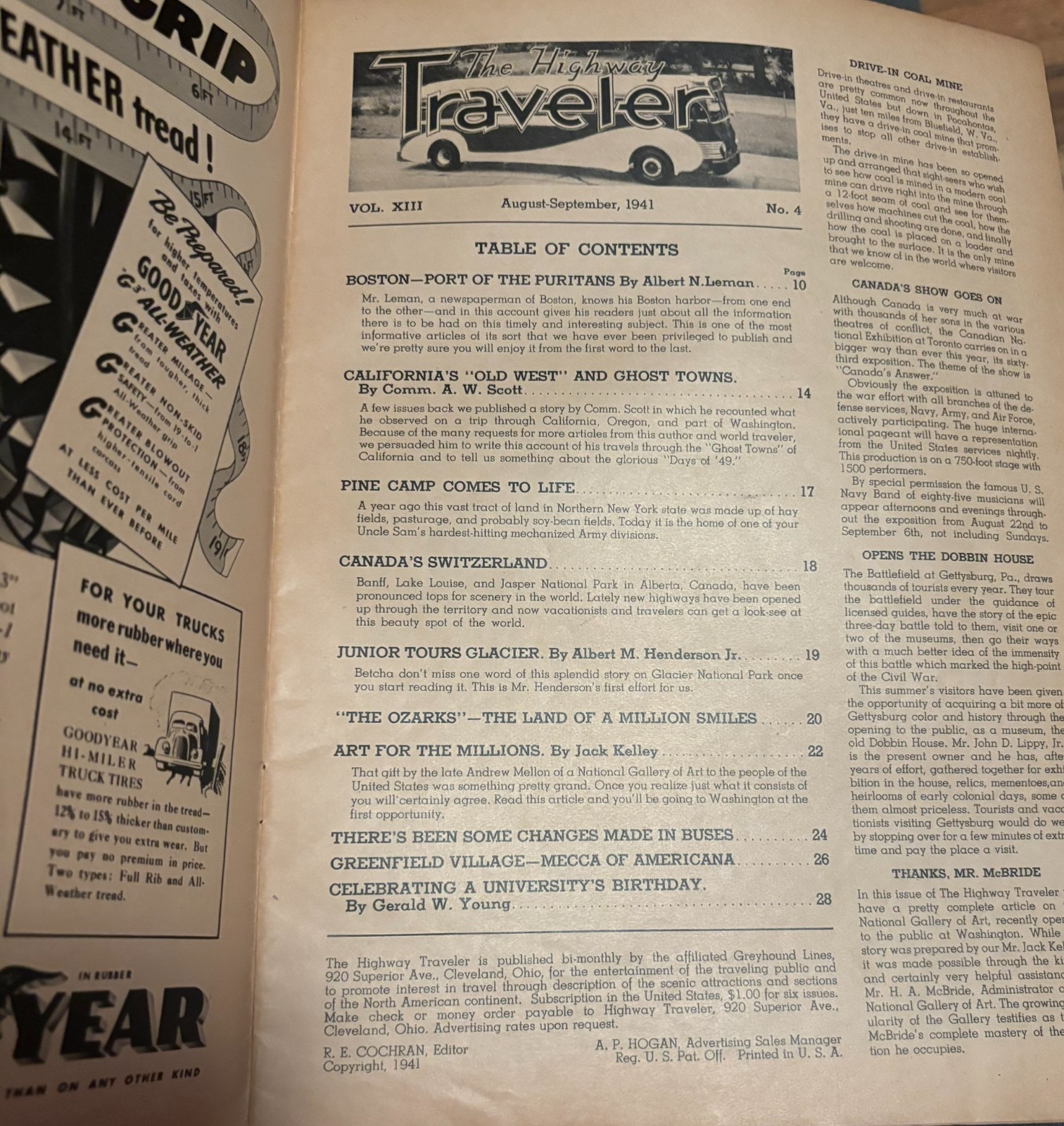 1941 Greyhound Bus Lines “Highway Traveler” Magazine