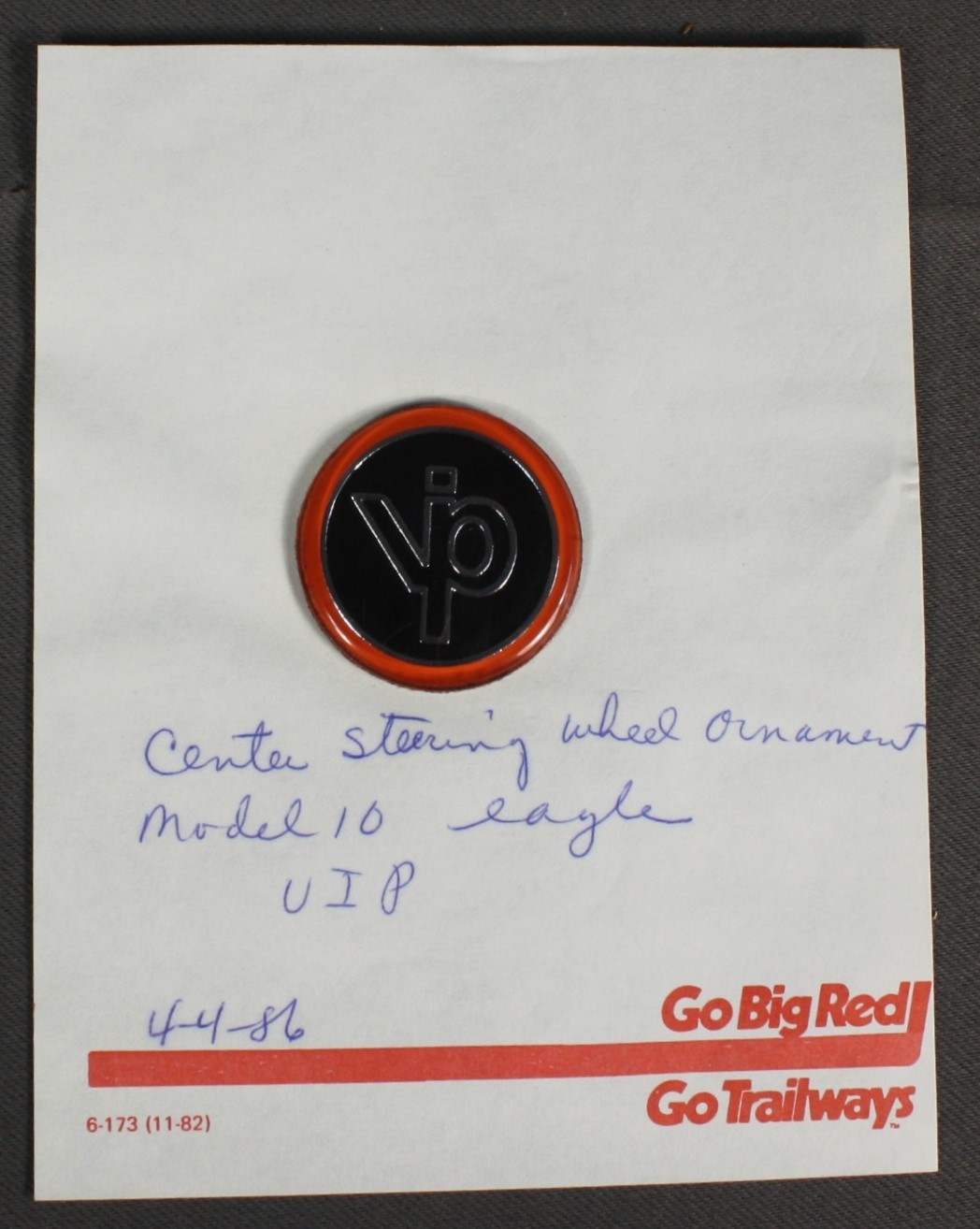 Continental Trailways Bus Eagle Model 10 VIP – Steering Wheel Center Ornament