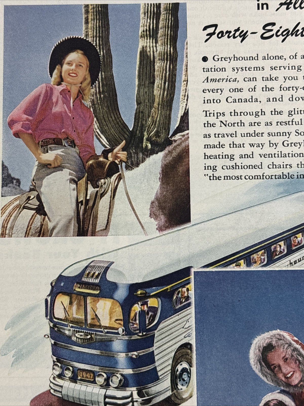 1953 Greyhound Bus plus Florida Golf Hot Springs Hotel Rock of Ages Monuments ad