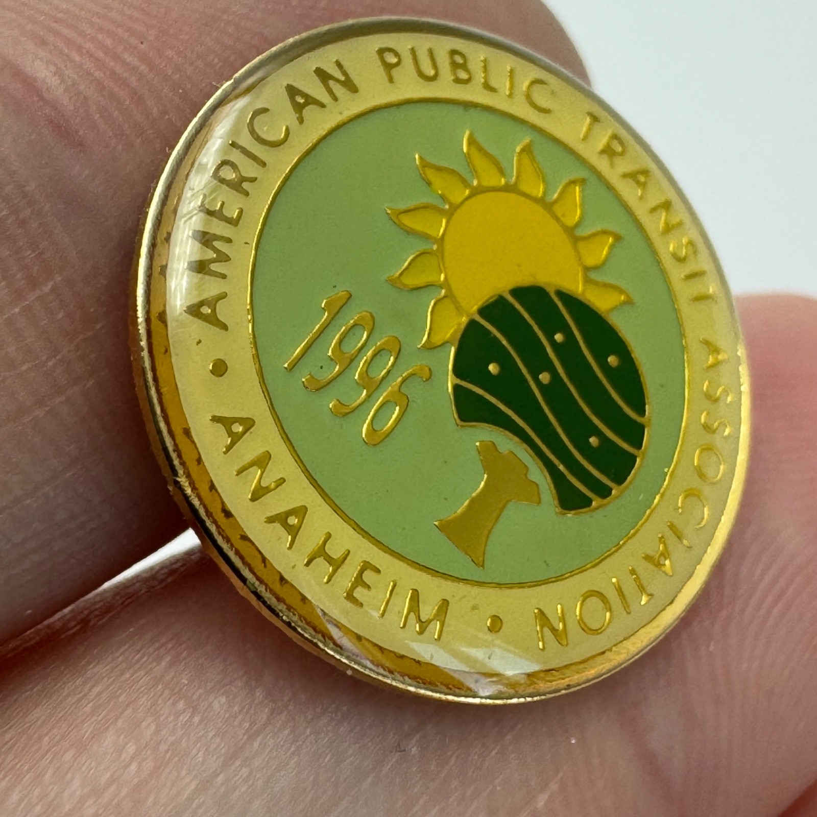 American Public Transit Association APTA 1996 Anaheim Transit Pin Vintage Gold