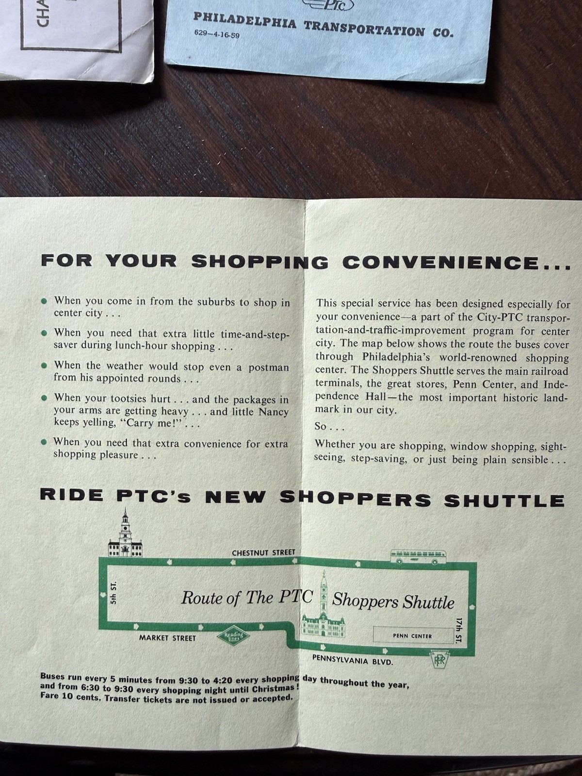 1953 PTC PHILADELPHIA TRANSPORTATION CO BROCHURES BUS ROUTE UPDATES