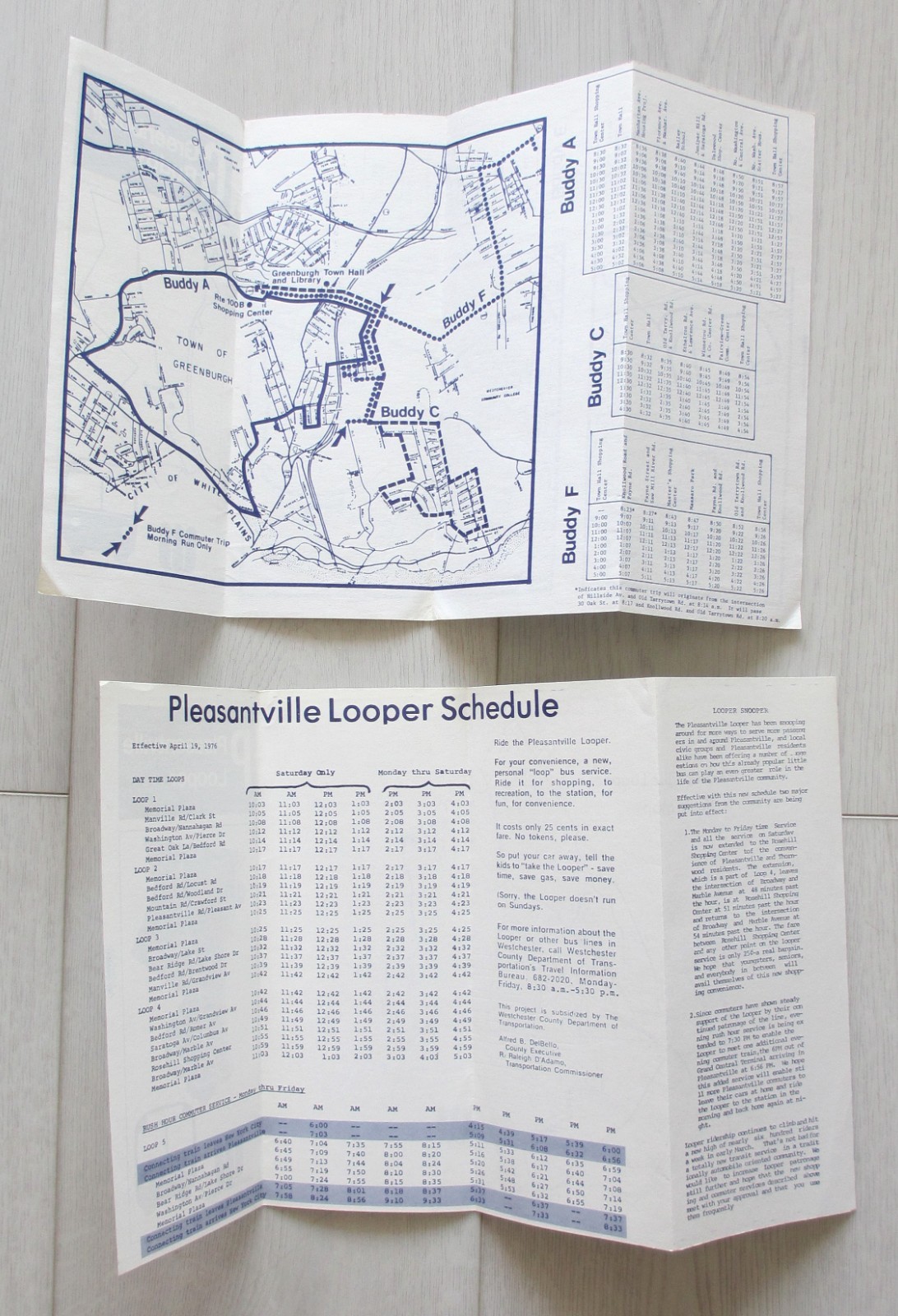 Lot of 5 Vintage Westchester County DOT Bus Timetables White Plains New York NY