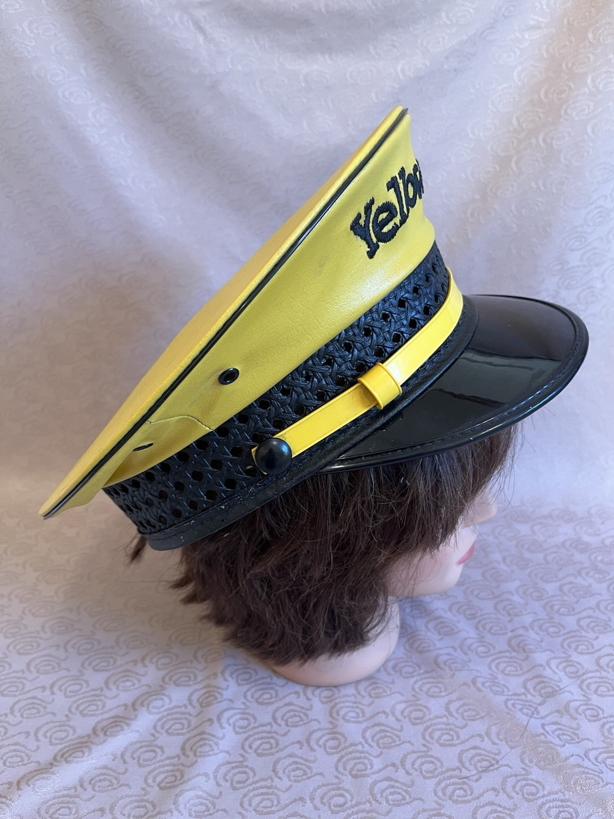 YELLOW CAB company Driver UNIFORM Hat LANCASTER BRAND Los Angeles, Ca 7 3/4