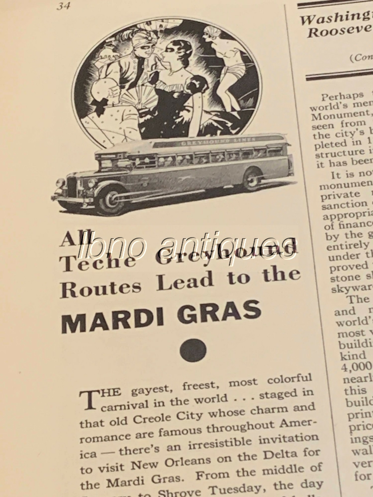 VINTAGE 1933 THE HIGHWAY TRAVELER – GREYHOUND LINES MAGAZINE. MARDI GRAS NUMBER