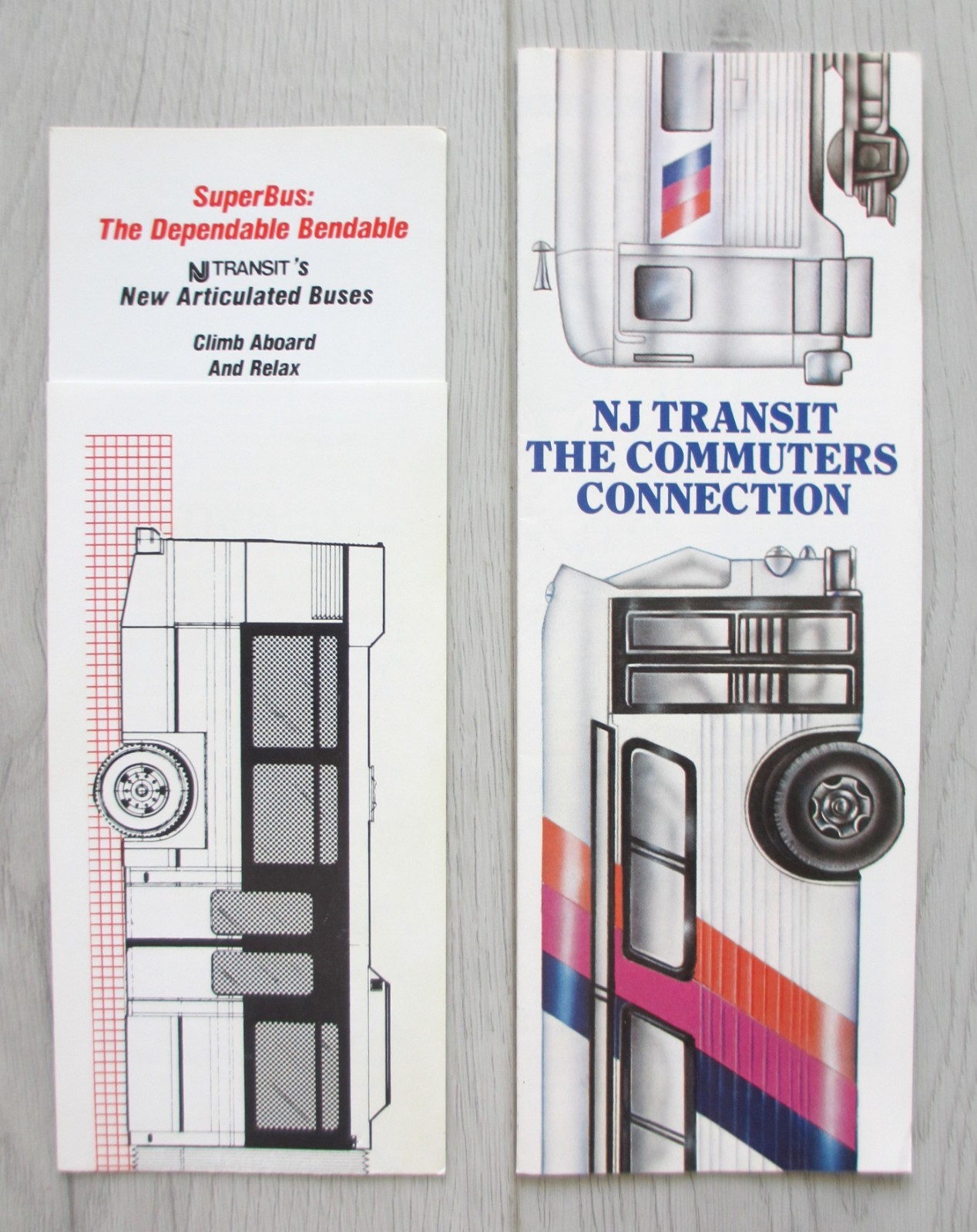 Lot of 2 Vintage 1980s New Jersey Transit NJT Paper Items New Articulated Bus NJ