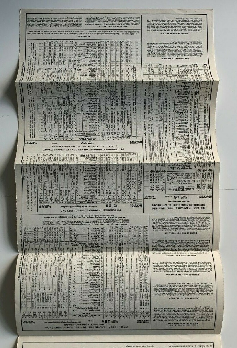 Vintage 1940 Pennsylvania Greyhound Bus Timetable Brochure fold-out schedule