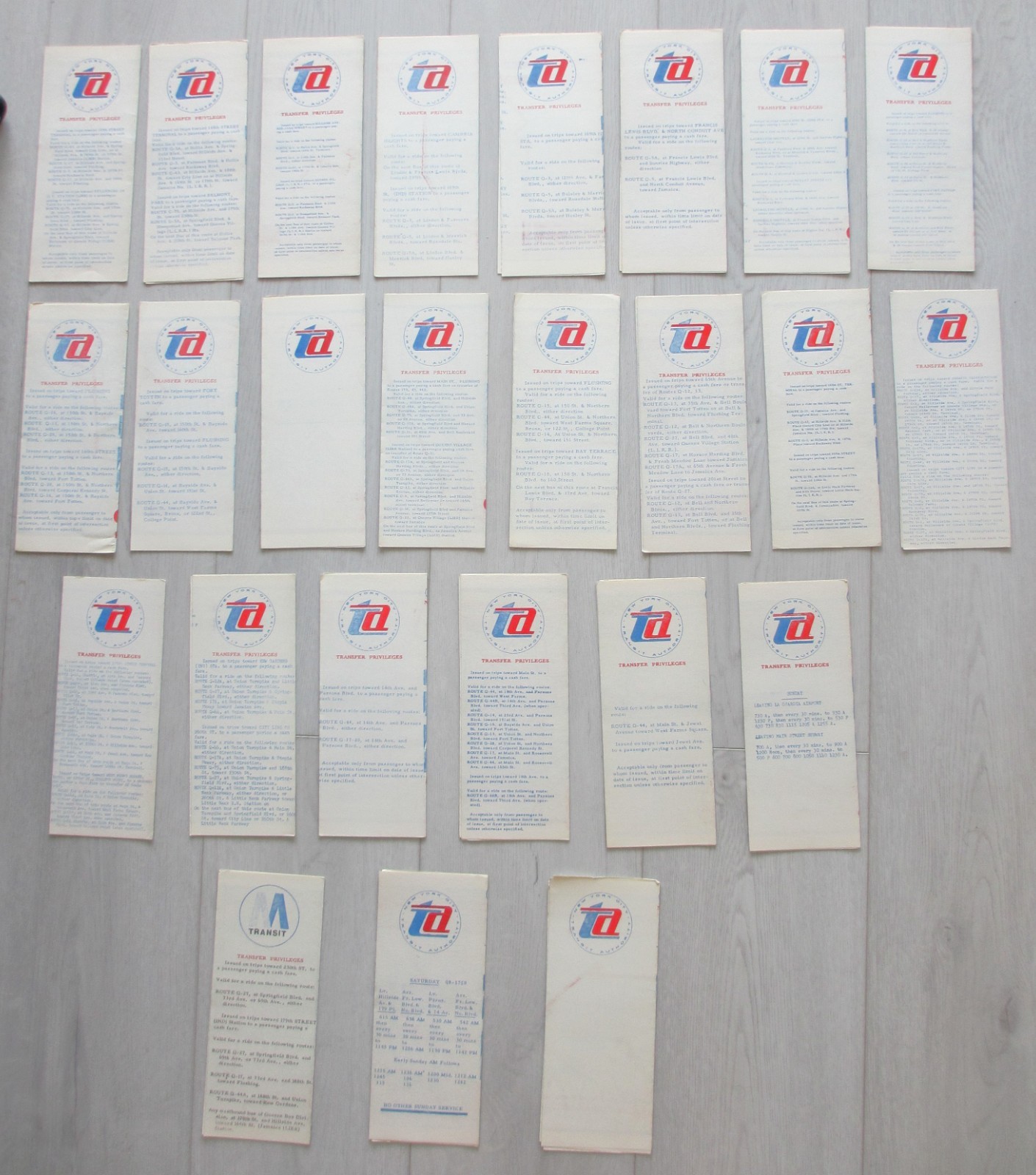 Lot of 25 Vintage 1960s New York City TA M Bus Schedules Timetables Guides NYC