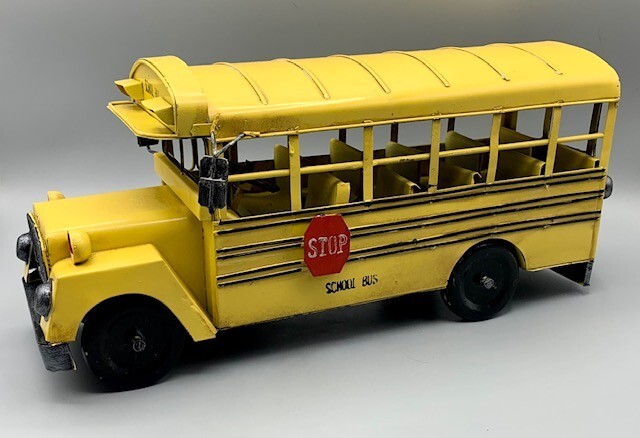Yellow Metal School Bus Replica wheels turn 13″ long Great Detail Cool