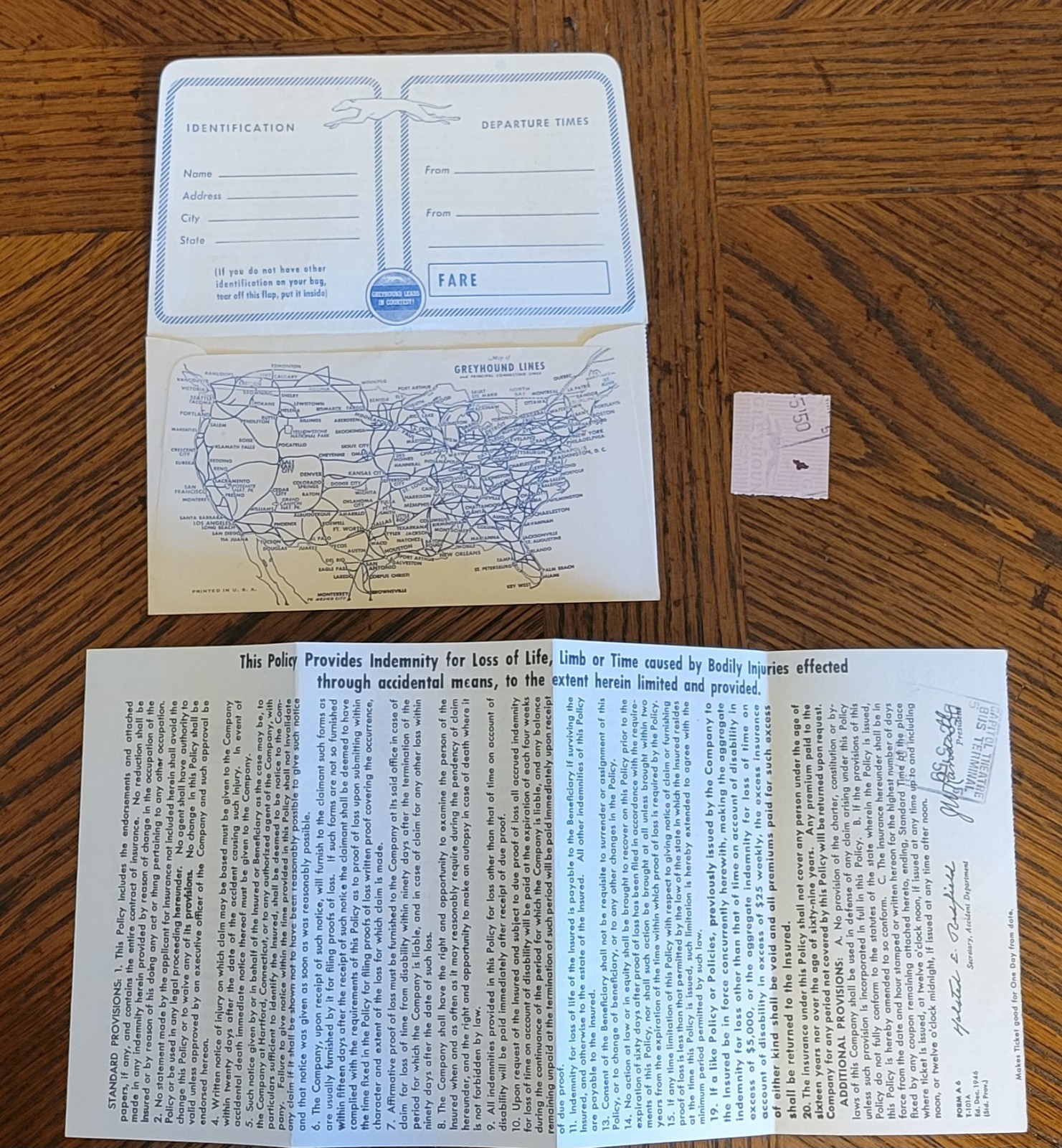 Greyhound Bus Lines-Envelope, Travelers Insurance & New England Ticket