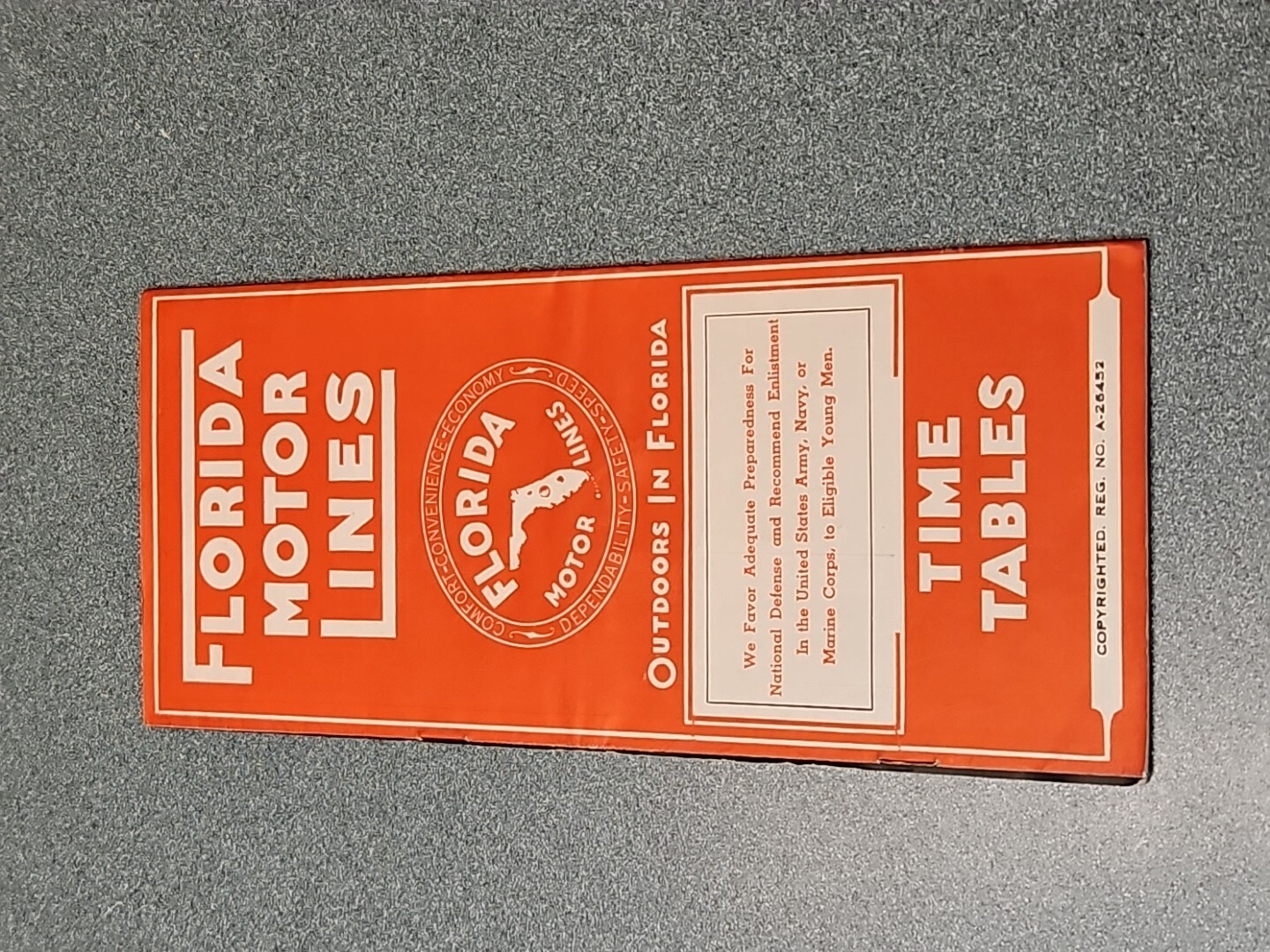 Florida Motor Lines Bus Schedule 1941