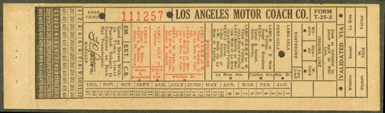 Los Angeles Motor Coach Eastbound Westbound transfer