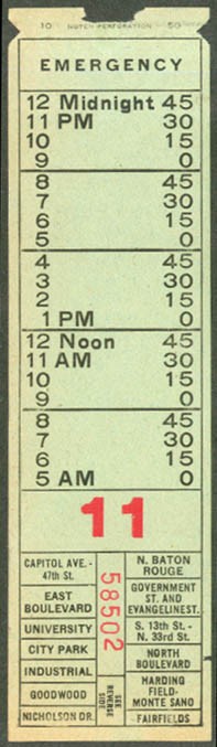 Baton Rouge Bus Co Baton Rouge LA transfer 1950