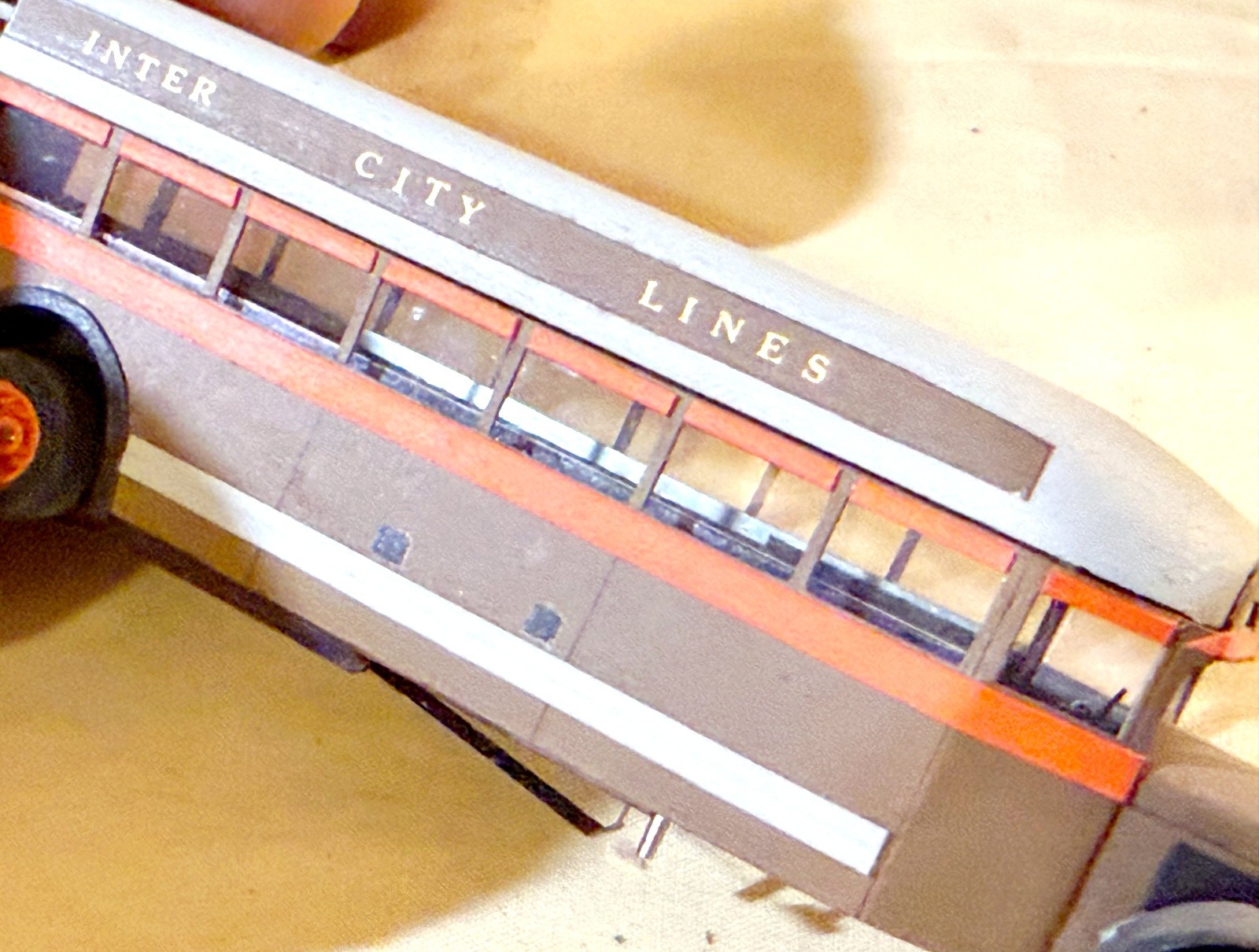Handmade Vintage Slot Car Models: White COE Truck & 1930s Mack Intercity Bus