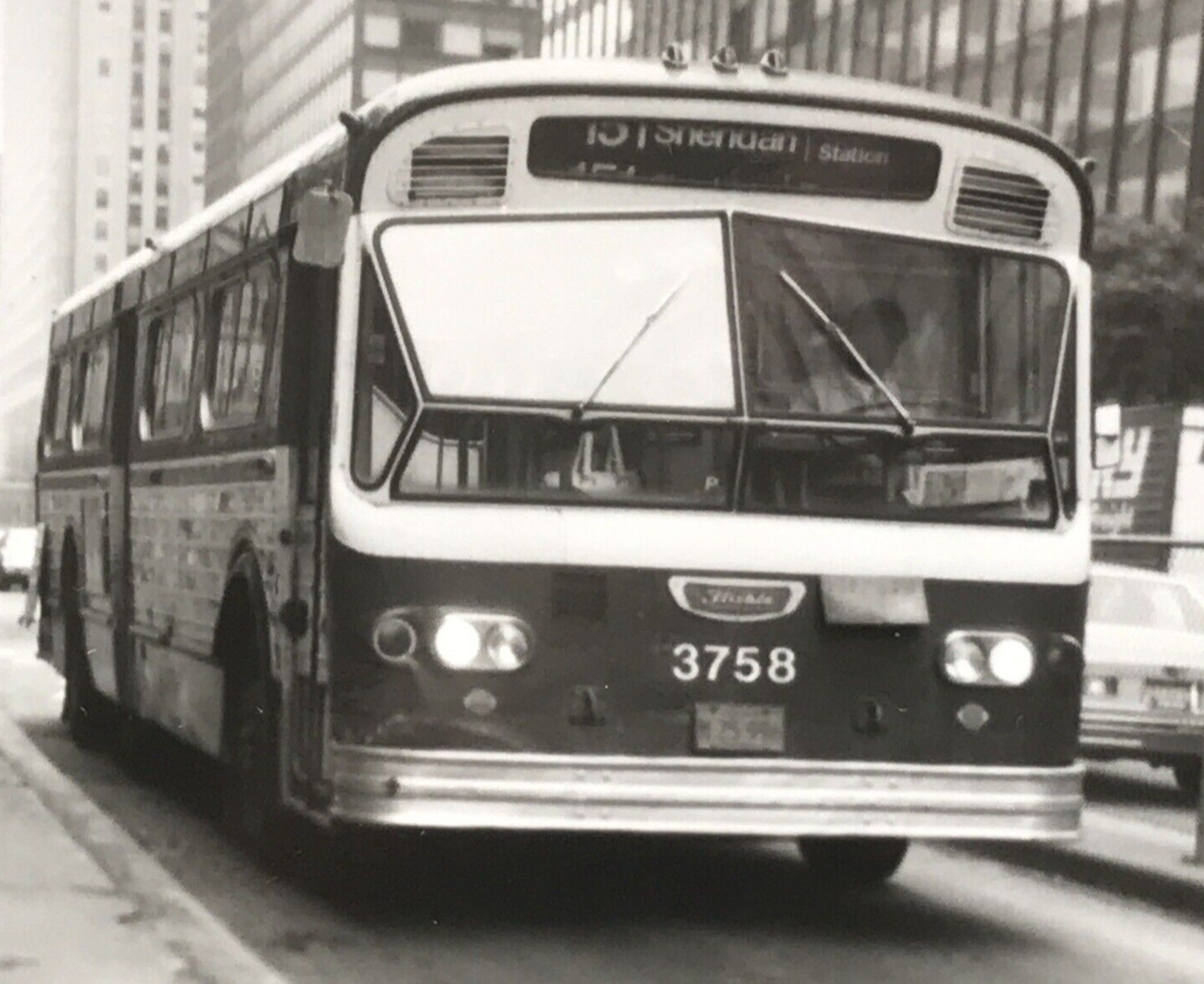 Chicago Transit Authority Bus CTA #3758 Route 151 Sheridan B&W Photograph
