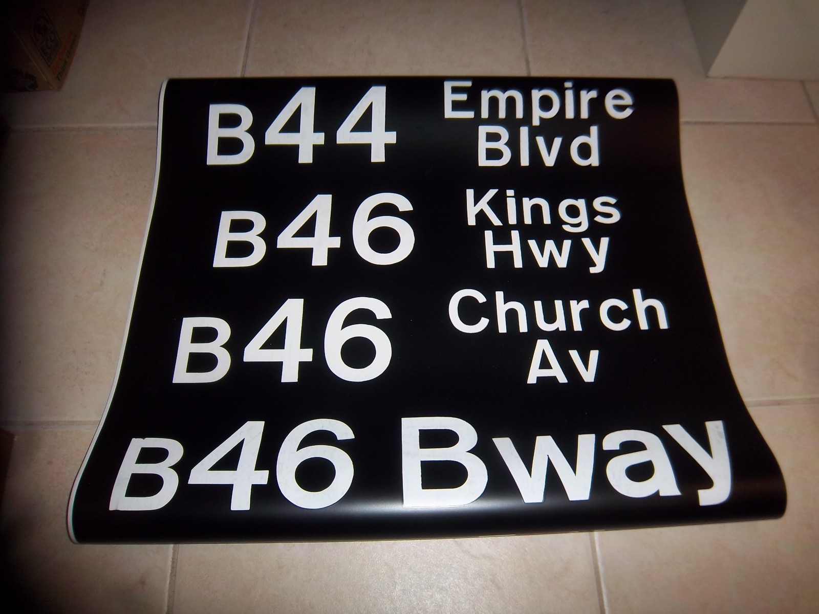 NY NYC BUS ROLL SIGN BROOKLYN EMPIRE BOULEVARD KINGS HIGHWAY BROADWAY CHURCH AVE