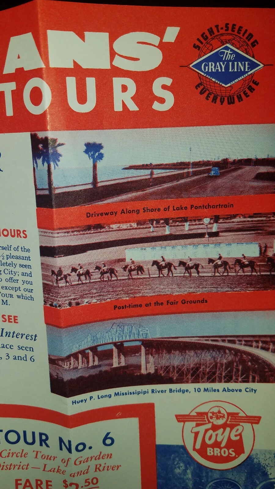 Vintage The Gray Line “Seeing New Orleans” Bus Tours Brochure 1950s