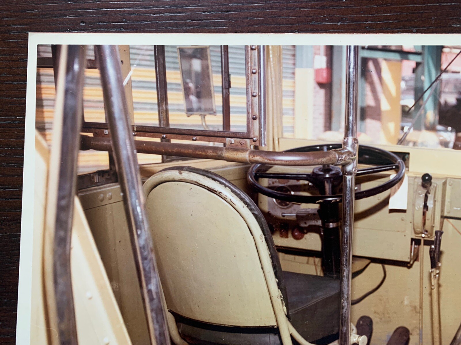 8X10 NY NYC DOUBLE DECKER BUS COLOR PHOTOGRAPH DRIVERS SEAT STEERING WHEEL MTA
