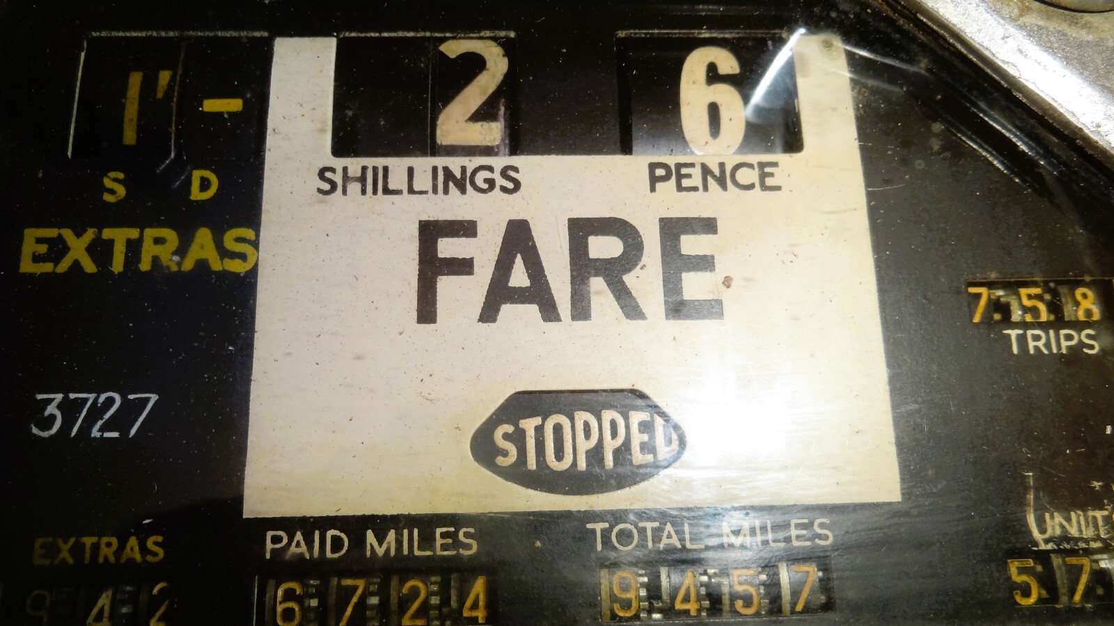Vtg BELL PUNCH TAXIMETER METAL TAXI CAB TARIFF FARE LONDON ENGLAND circa 1960’s