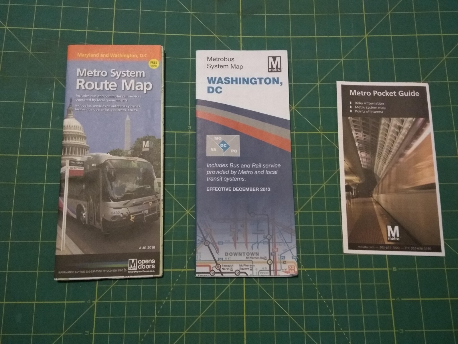 Lot of 3 Washington DC Metro brochures 2010-2013
