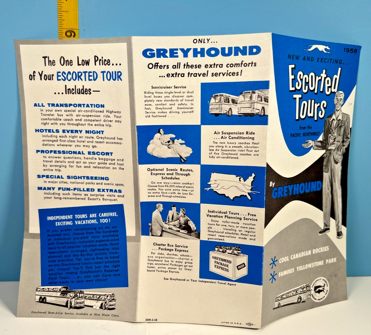 1958 Greyhound Escorted Tours from Pacific Northwest Pamphlet.
