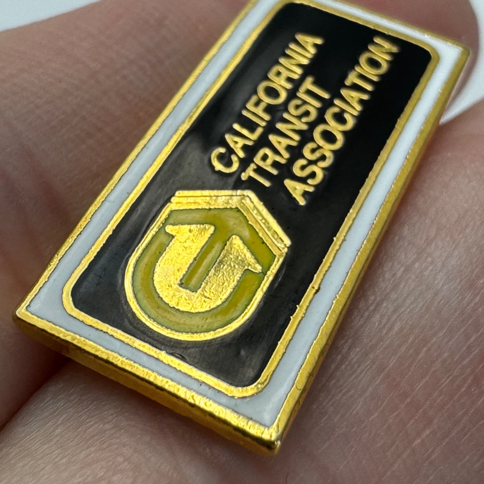 Rare California Transit Association Lapel Pin CTA Logo Enamel Vintage Gold