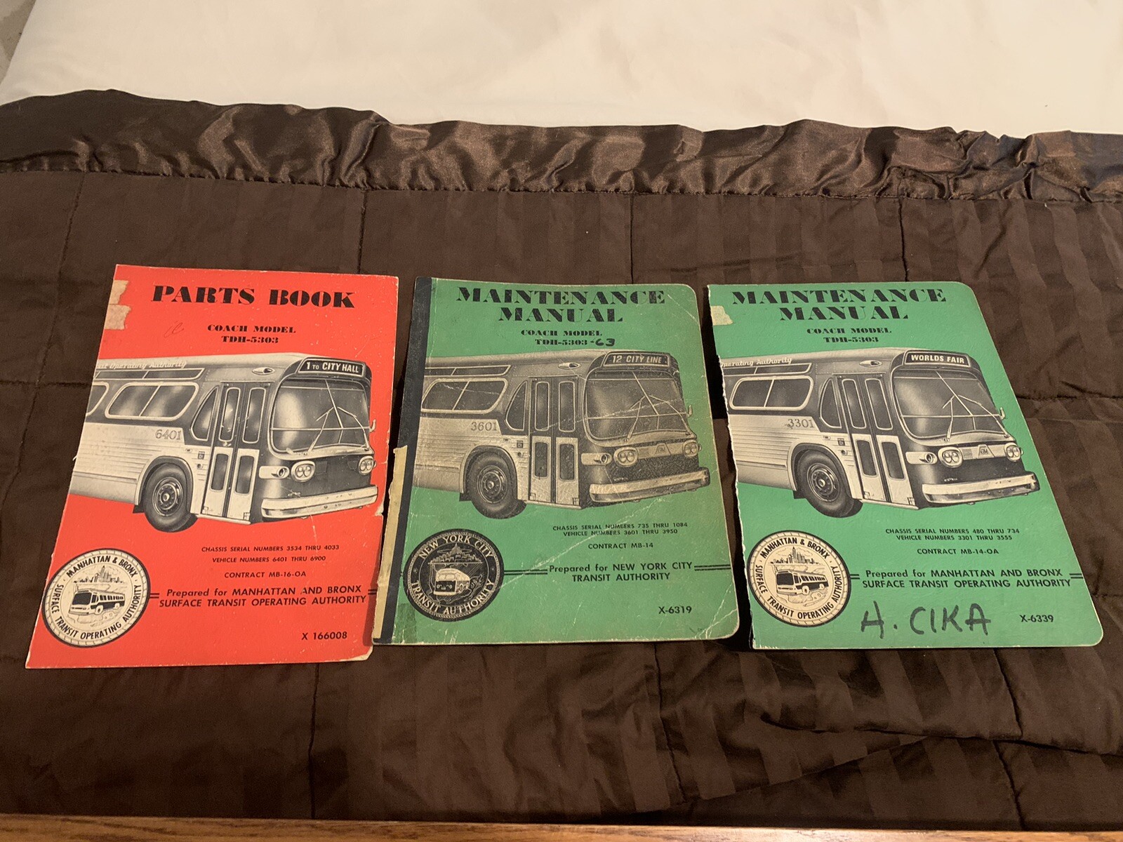 3 COVERS ONLY PARTS MAINTENANCE WORLDS FAIR CITY HALL NYCTA MABSTOA COACH MODEL