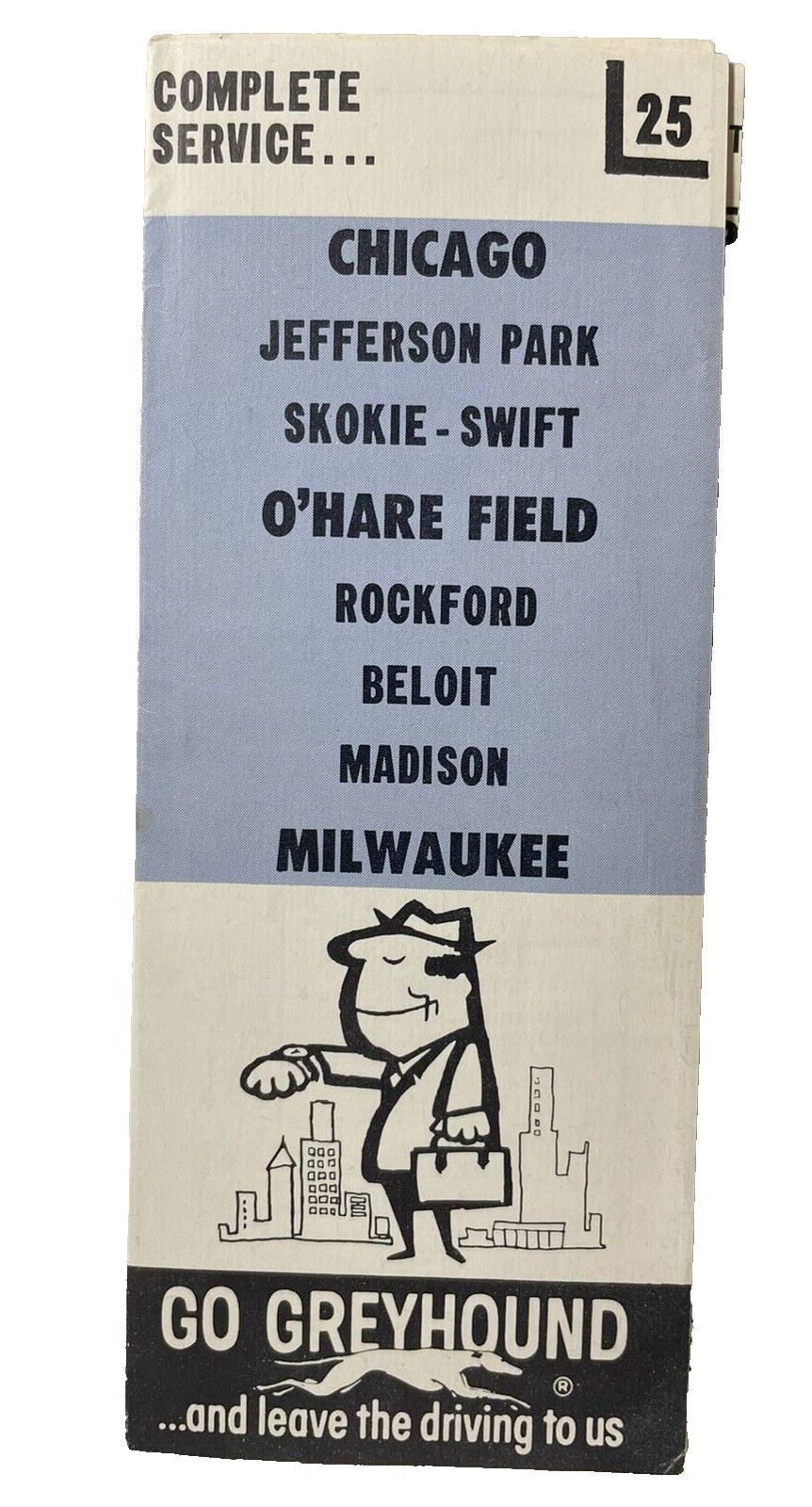 Greyhound Chicago O’Hare Field 1970 Bus Time Table Milwaukee Vintage Milwaukee