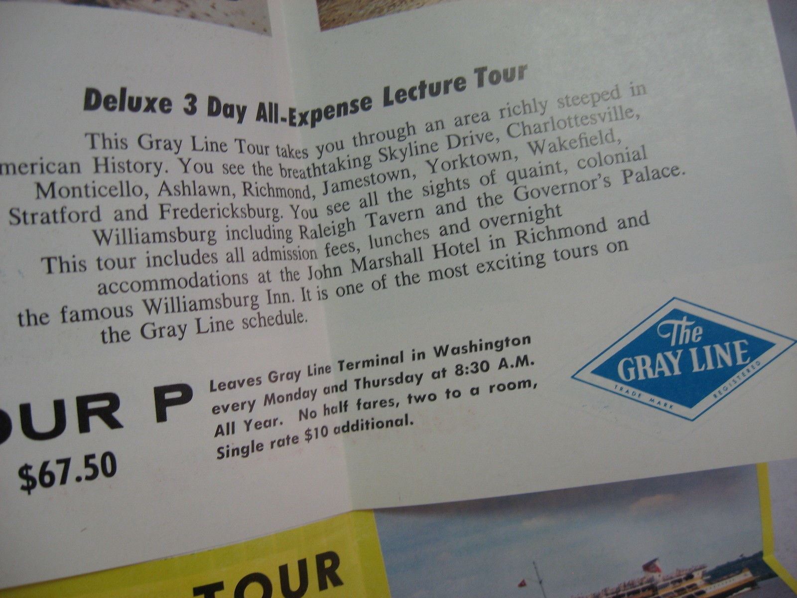 Vintage 1958 The Gray Line Brochure Washington DC Sightseeing Tours US Capitol