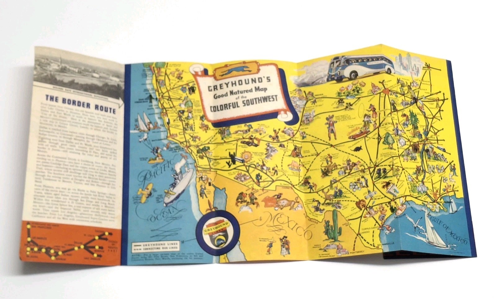 Greyhound Lines Across America Via Colorful Southwest Travel Bus Brochure 1940s