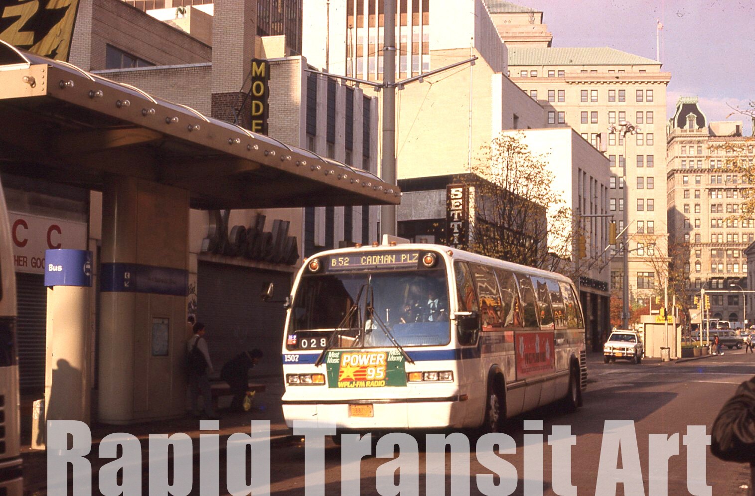Vintage 1986 Slide New York City RTS Bus 1507 Route B52 Fulton St. Brooklyn NYC
